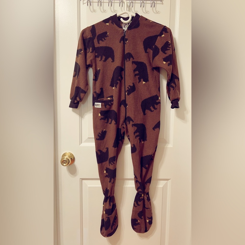 Lazy One Brown and Black Fleece Sleepwear kids size 6